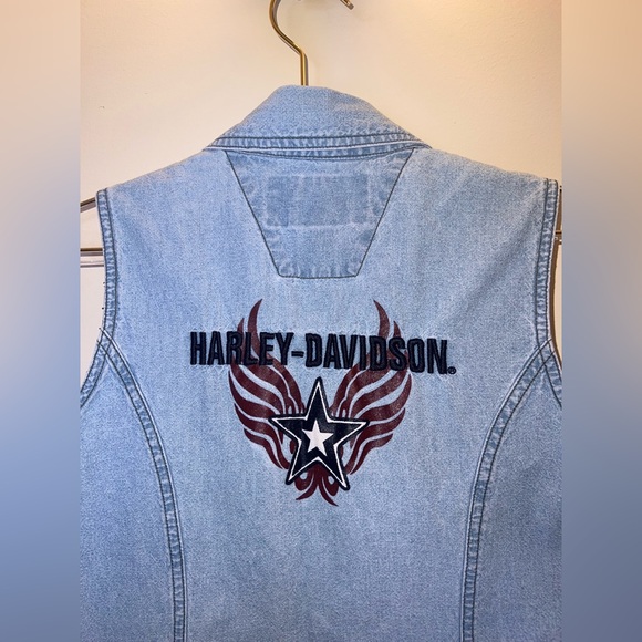 Harley-Davidson Denim Vest | Y2K Vintage | Size M - Picture 3 of 9